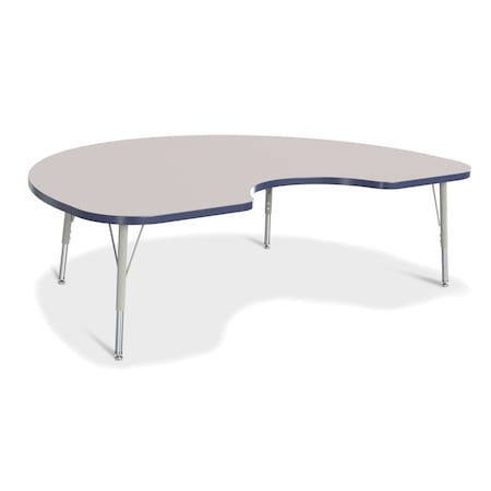 Jonti-Craft Berries Kidney Activity Table, 48 in. x 72 in., E-height, Freckled Gray/Navy/Gray 6423JCE112